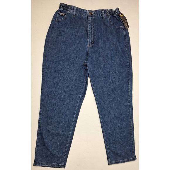Lee Relaxed Fit Denim Jeans Tapered Leg Elastic Sides Women's 18 Short - Picture 1 of 9